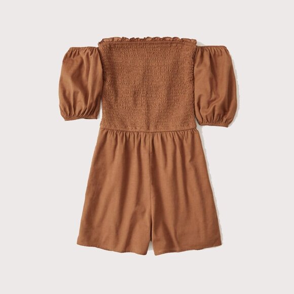 Abercrombie & Fitch Brown Off-Shoulder Romper - Picture 2 of 6